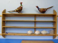 An Antique Pine Plate Rack, the rack having three shelves approx 170 x 100 cms.
