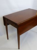 An Antique Mahogany Drop Leaf Pembroke Table, having string inlay to leg and drawer to front, approx