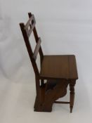 A Late Victorian Metamorphic Library Steps, which convert into a chair.
