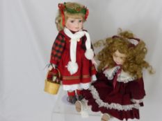 Two Leonardo Porcelain Headed Dolls, including 
