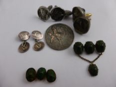 A Collection of Miscellaneous Gentleman's Cuff Links and scarab jewellery. 214.