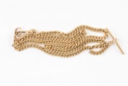 A 9ct gold double Albert chain and bar.Dimensions: 32 grams. 30 cm long.Condition reportGood