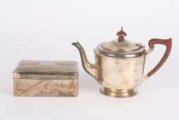 A Birmingham silver bachelors teapotof tapered form with wooden knop, together with an engine
