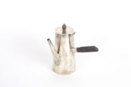 A George V Asprey silver chocolate pothallmarked Birmingham 1916, with ebonised handle and knop and