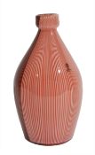 Carlo Scarpa (1906-1978) for Venini'Tessuti' coral and red vase with caned decoration, signed