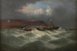 Attributed to George Henry Jenkins (1843-1919) BritishA salvage scene with a sailing boat with