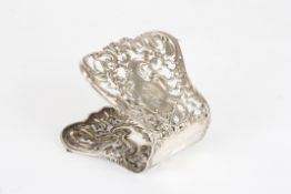 A pair of 19th century Continental silver sandwich tongswith elaborately pierced and scrolled