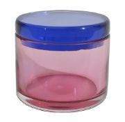 Studio of Veninipink and blue circular box and cover, signed on the underside venini merrano