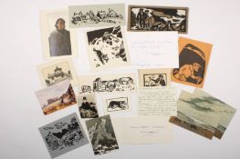 A collection of Kyffin Williams greetings cards signed by artisteach of the ten cards signed