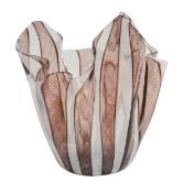 Studio of Venini 'Fazzolotto' handkerchief vase, with red and white striped cane decoration,
