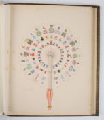 A mid to late 19th century scrap book of Armourial crestsall finely clipped, arranged and presented