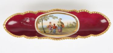 An early 19th century Royal Worcester Flight Barr & Barr porcelain pen trayof shaped boat form with