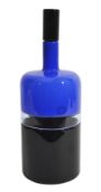 Timo Sarpaneva (1926-2006) for Venini'Tuuli'two tone blue and black bottle and stopper, Incalmo