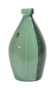 Designed by Carlo Scarpa (1906-1978) for Venini'Tessuti'pale green vase with brown cane