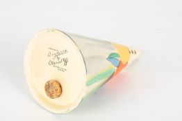 A Clarice Cliff conical sugar shaker - Delicia Citrishand painted band of fruit over a Delicia