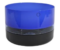 Timo Sarpaneva (1926-2006) for Venini'Tuuli'two tone blue and black circular vase, Incalmo