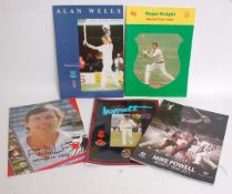CRICKET; 5x signed autographed brochures / programmes; Paul Phillipson, Kim Barnett, Mike Powell,