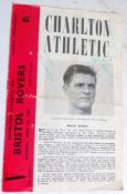 FOOTBALL; Charlton Athletic Vs Bristol Rovers April 1st 1961 programme, signed by four players.