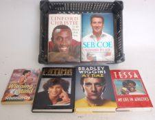 ATHLETICS; 7x assorted and related books; Seb Coe, Bradley Wiggins etc