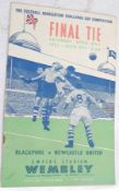 FOOTBALL; Blackpool Vs Newcastle United at Wembley Stadium April 28th 1951, Final tie. Vintage