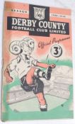 FOOTBALL; Derby County Vs Chelsea October 23rd 1948 vintage football programme