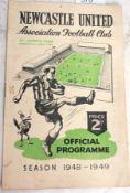 FOOTBALL; Newcastle United Vs Wolverhampton 16th October 1948 vintage football programme