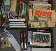 SPORTS; A LARGE quantity (4x large boxes) of assorted sports memorabilia to include vintage