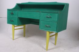 A 1970's retro painted teak  desk. Raise