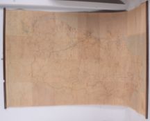 A vintage large wall hanging office map