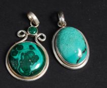 Two ladies silver 925 pendants with inse