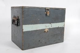 A vintage wooden ammo box with vintage t