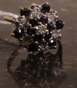 A 9k gold sapphire and diamond ring. Wei