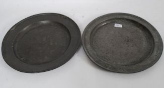 2 large 18th century pewter serving dish