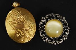 A 19th century ladies gold plated hair l