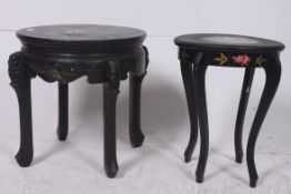 A Chinese ebonised and chinoserie detail
