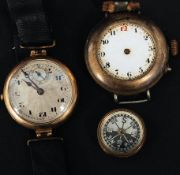 A ladies 9ct gold watch having silvered