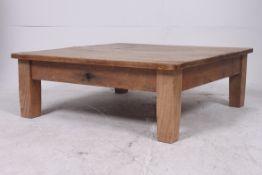 An Edwardian solid oak large square coff