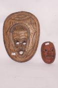 An African tribal wooden mask of large p