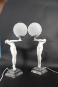 A pair of vintage style Art Deco lamps o