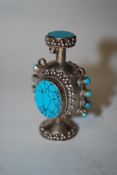 A Chinese silver 925 and turquoise perfu
