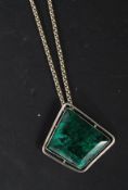A silver 925 and malachite ladies pendan