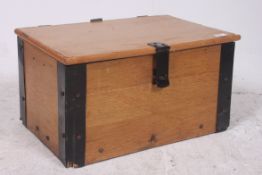 A 20th century pine deed box chest havin