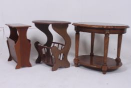 An mahogany occasional table along with