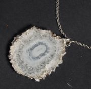 A Large vintage silver 925  clear agate