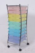 A contemporary chrome filing cabinet hav