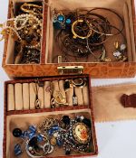 An alligator skin leather jewellery box