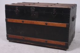 A good 19th century wooden bound trunk h