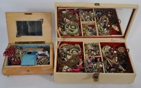 Two assorted boxes of costume jewellery
