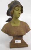 A 20th century art nouveau style bust of
