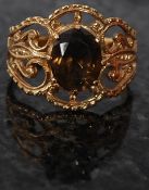 A 9ct gold and citrine ladies ring, the